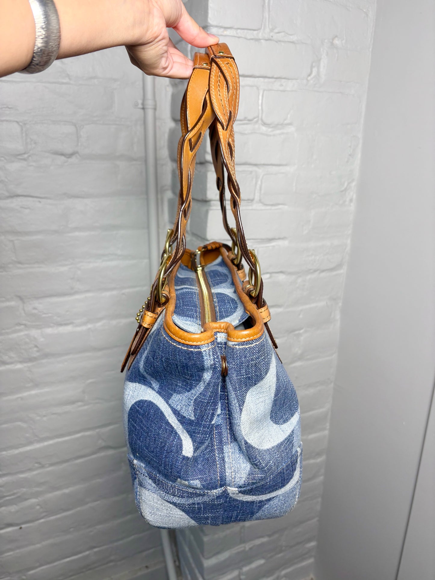 Coach Monogram Vintage Denim Blue Monogram #12195 Purse