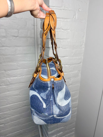 Coach Monogram Vintage Denim Blue Monogram #12195 Purse