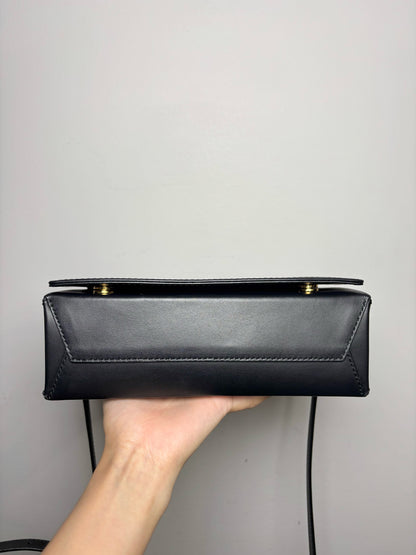 Moschino Solid Leather Black Crossbody Lettering Purse