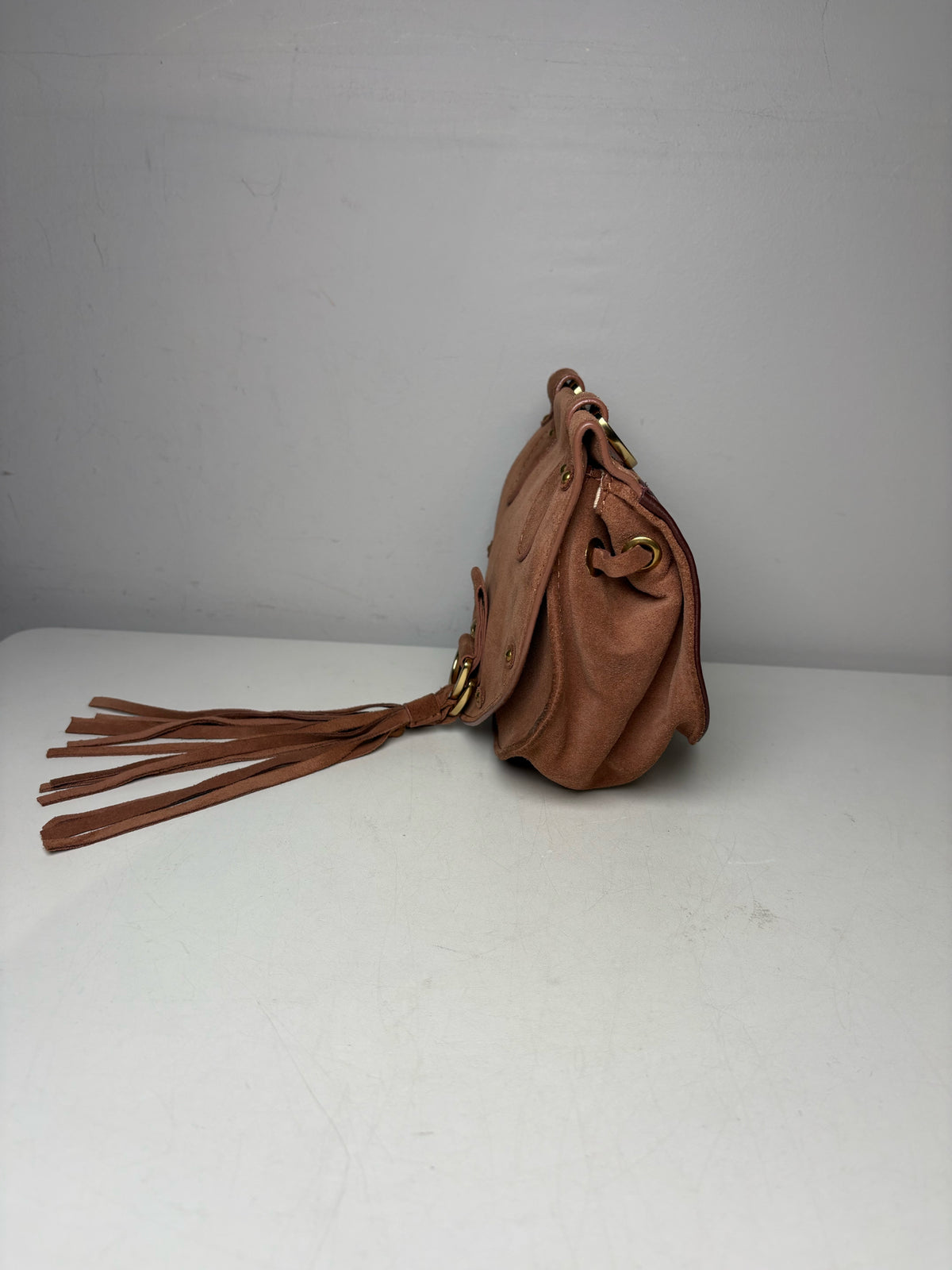 Women's See by Chloé Collins Small Auburn Leather Suede Pre-Owned Saddle Crossbody Bag