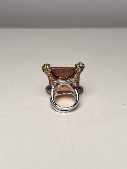 Sterling Silver Citrine Sz 6 20 Carats Sterling Silver Cocktail  Ring