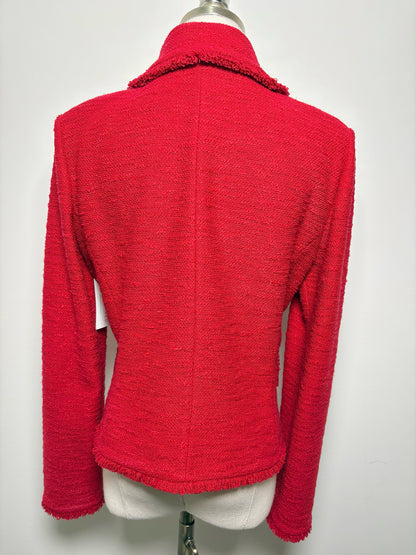 Women Size 8 St. John Red Solid Wool, Rayon Jacket