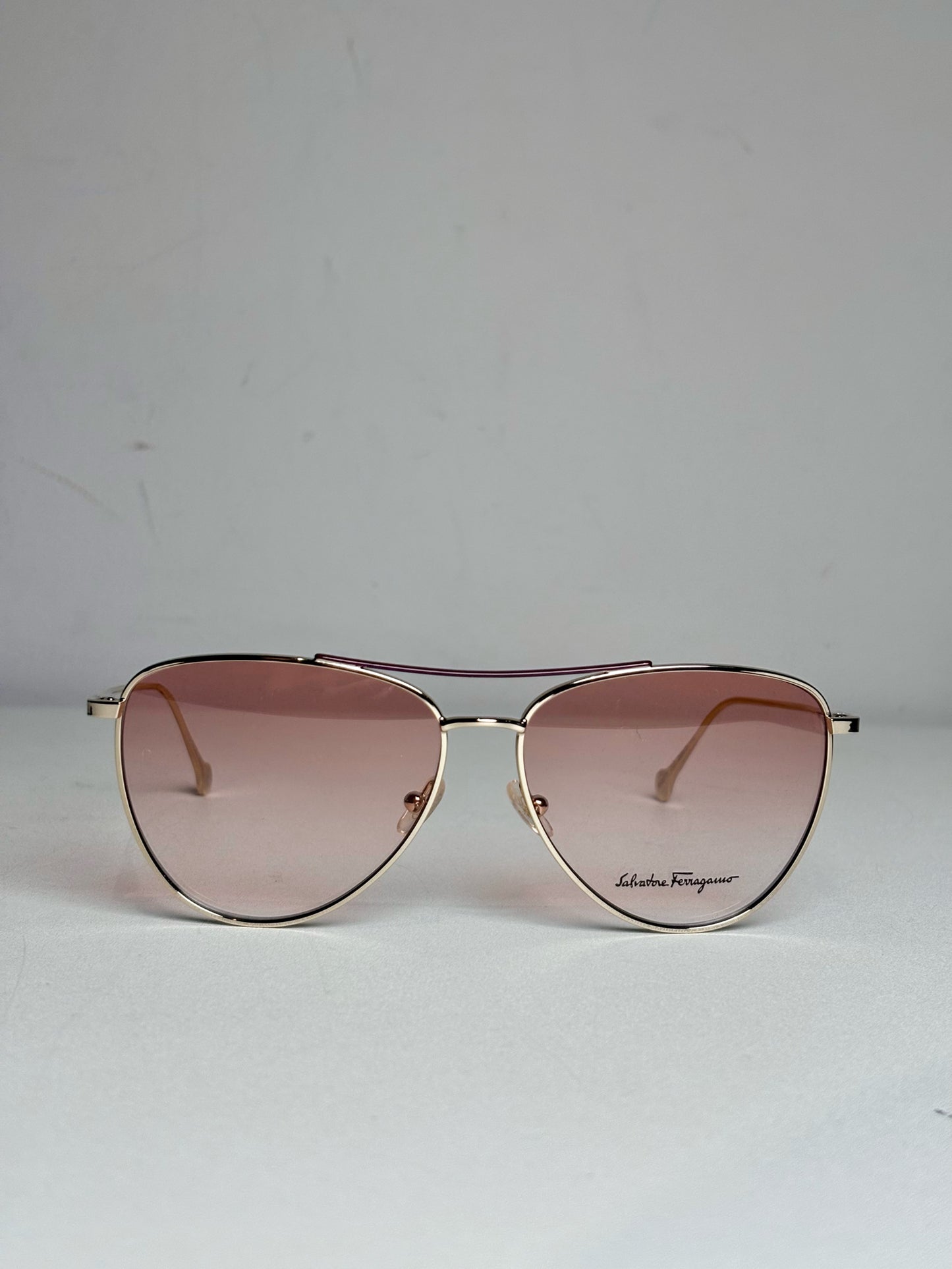 Salvatore Ferragamo Aviator Women's Pre-owned, NWOT Gold Tone Metal Sunglasses