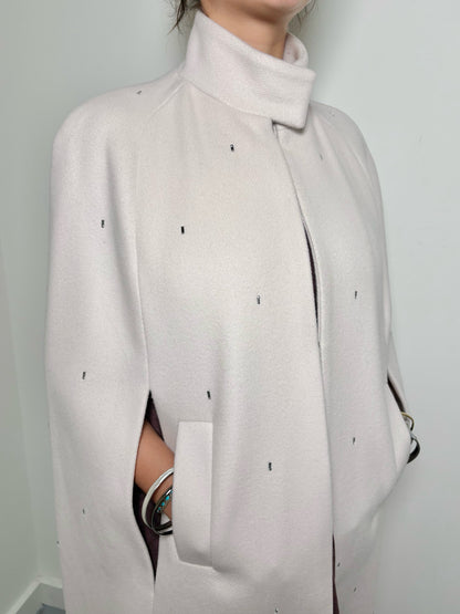 Women Size 44 (8, US) Peserico Off White Crystal Detail Coat