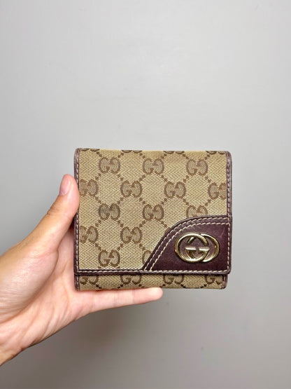 Gucci Canvas Tri Fold Dark Brown Gucci GG Monogram Wallet