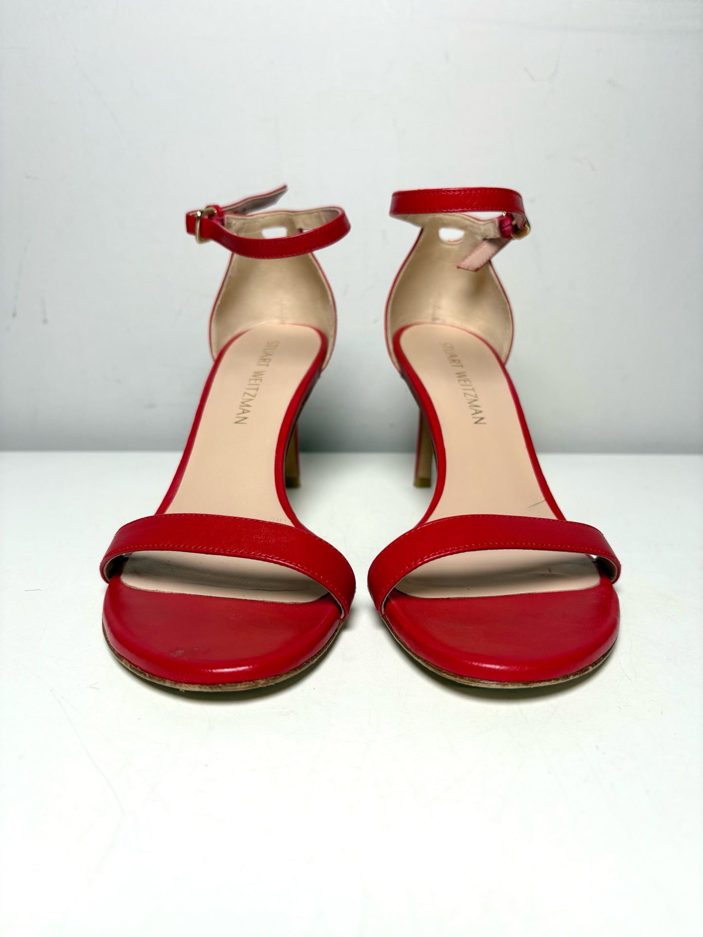 W Shoe Size 8.5 Stuart Weitzman Classic Red Leather Pre-owned Sandal