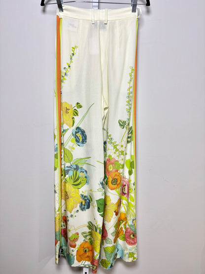 Women Size 0 Alemais Yellow Floral Print Lyocell NWT Pants