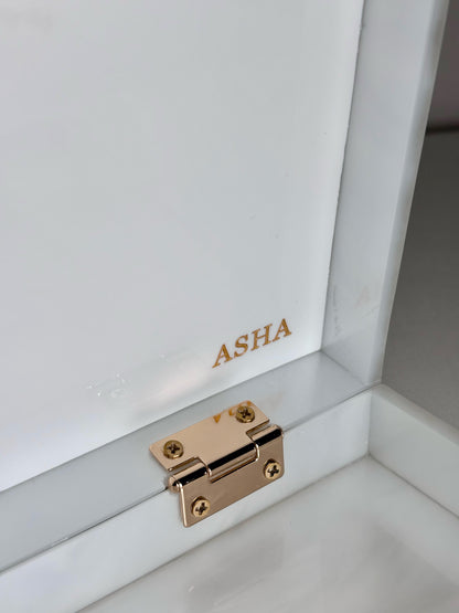 Asha Pearlescent Hardshell Crystal Embel  Pre-owned, NWT White Small Purse