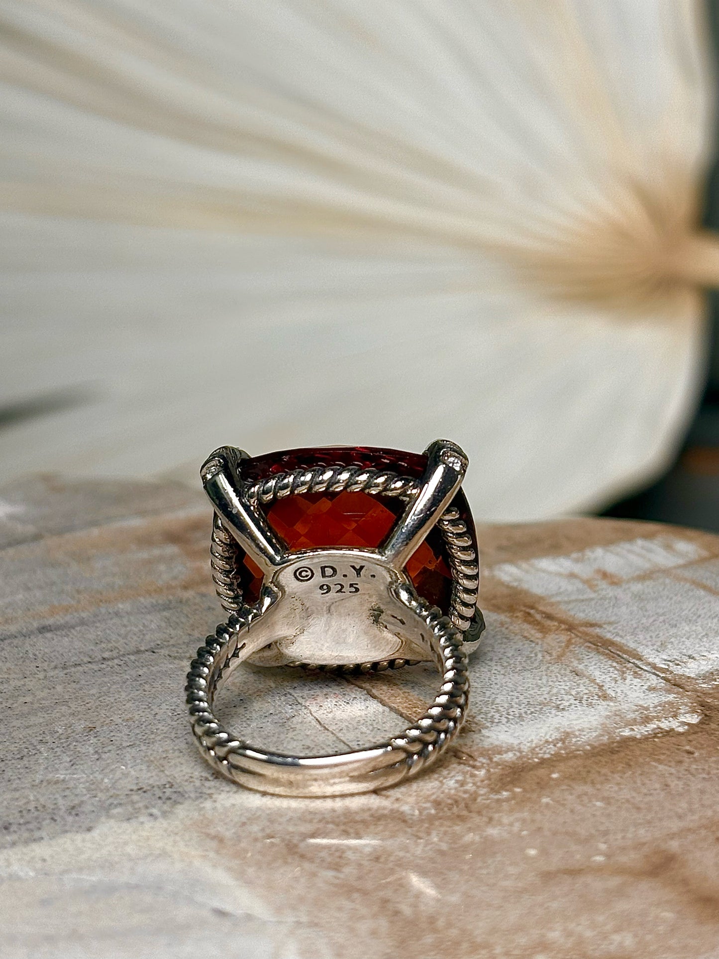 David Yurman Chatelaine  Hessonite Stone Pave' Diamonds 6 Ring