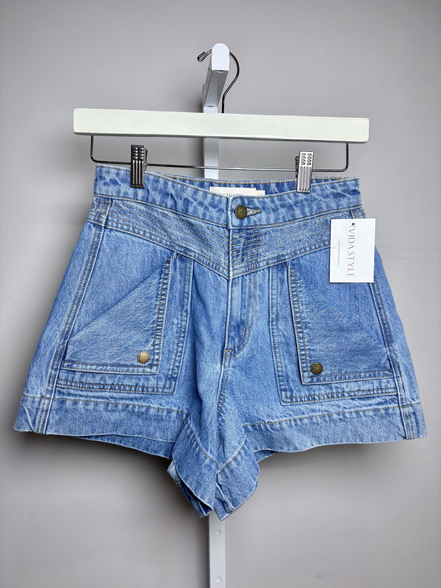 Women Size 2 (S) Kivari Celene Medium Blue Cotton Pre-owned Shorts