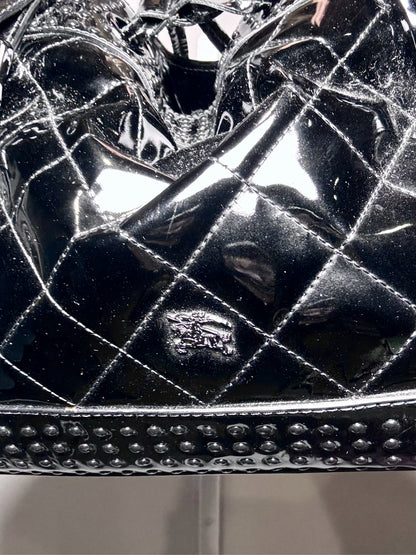 Burberry Lowry Tote Quilted Patent Leather Pre-owned Black Large Purse
