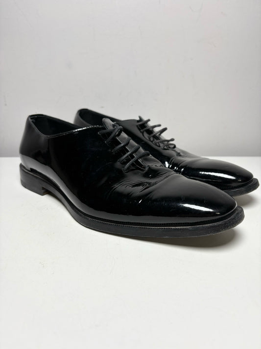 Men Shoe Size 7 Manolo Blahnik Black Patent Leather Pre-Owned Oxford Dress Shoes