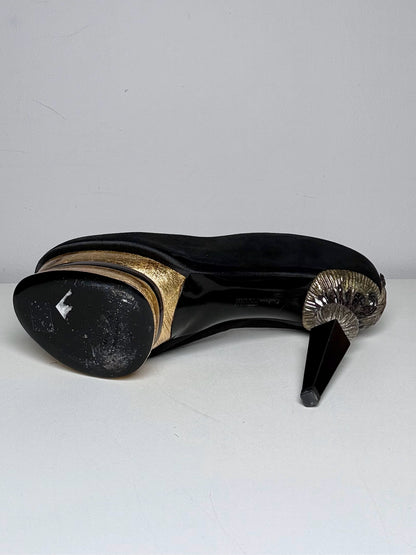 W Shoe Size 40 (10, US) Gianfranco Ferre Black Suede Vintage Heels
