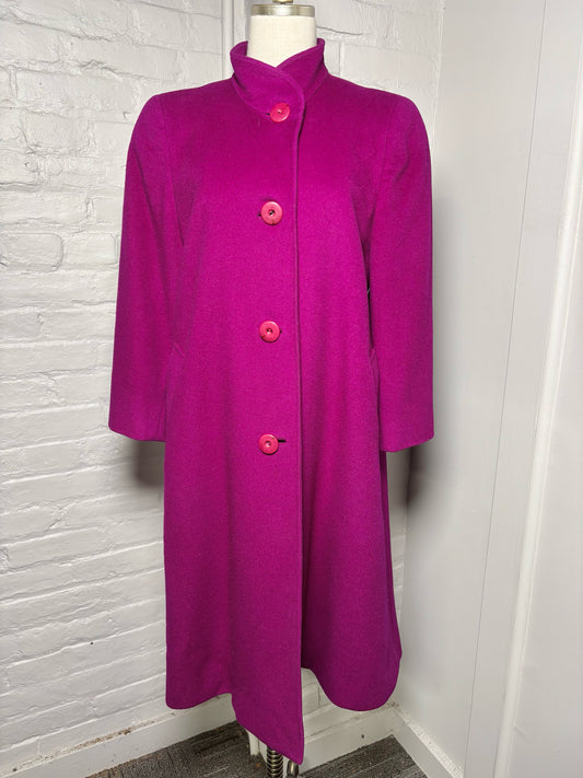 Women Size M Joseph the Furrier Magenta Vintage Wool Blend Coat