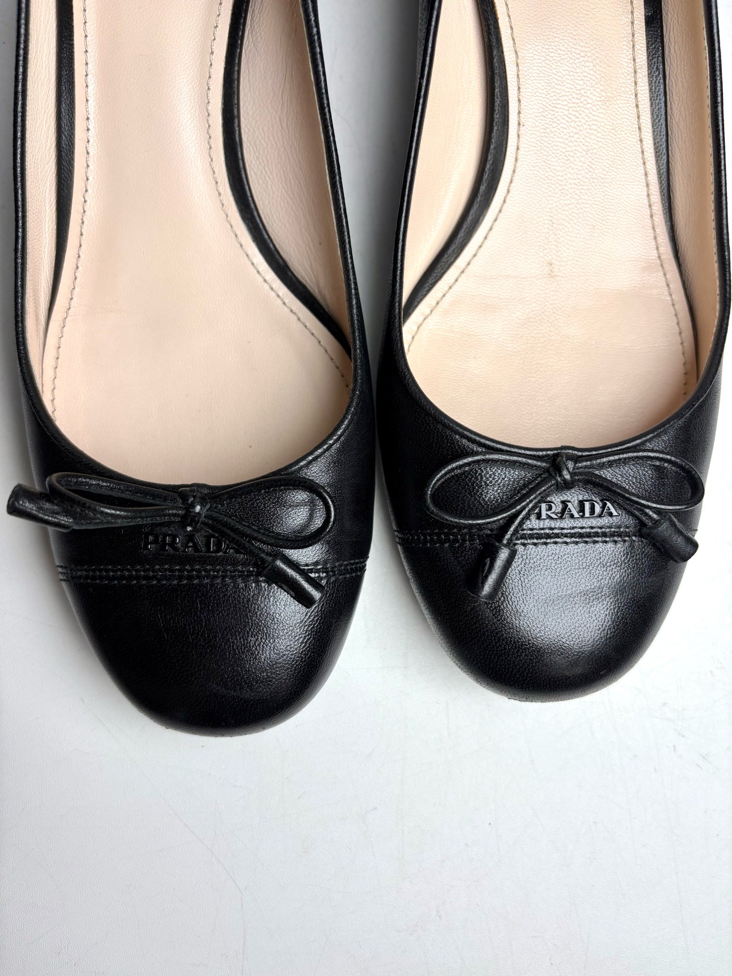 W Shoe Size 37 (7) Prada Black Leather Nappa Pre-owned Heels