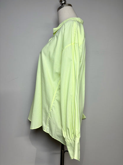 Women Size M Ann Mashburn Lime Green Solid Women's Pre-owned Shirt