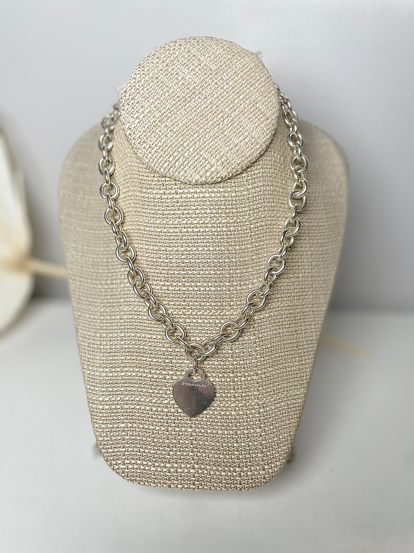 Tiffany & Co. Sterling Silver Chain Link Heart Tag Necklace