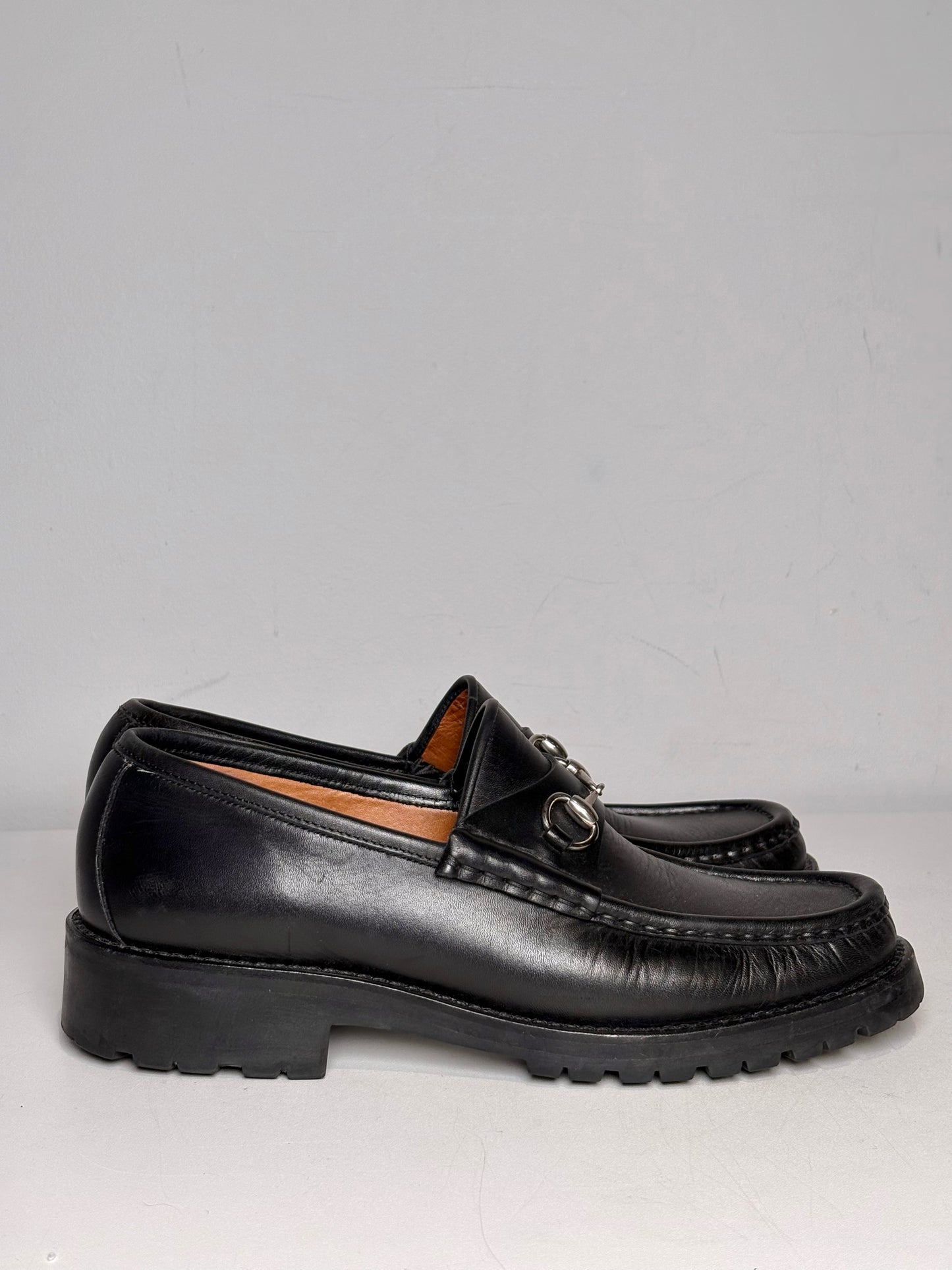 W Shoe Size 8 Gucci Black Leather Horebit Pre-owned Loafers