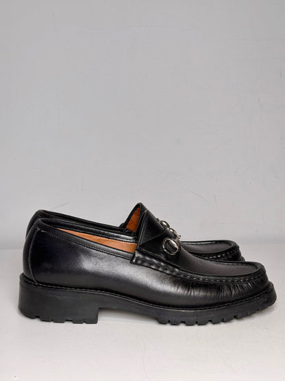 W Shoe Size 8 Gucci Black Leather Horebit Pre-owned Loafers