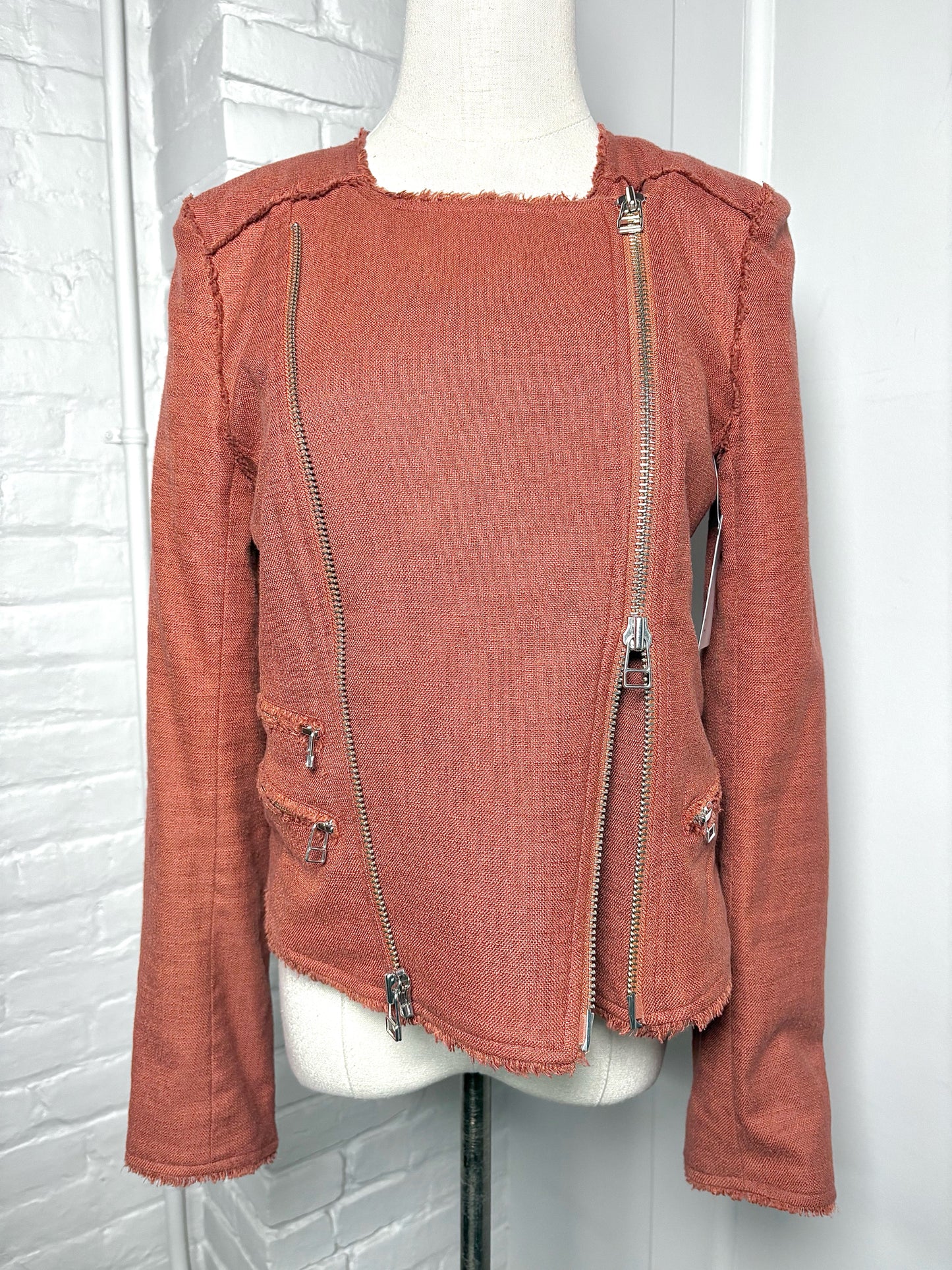 Women Size 6 Veronica Beard Terracotta Moto  Pre-owned Jacket