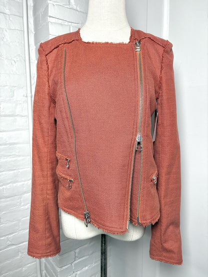 Women Size 6 Veronica Beard Terracotta Moto  Pre-owned Jacket