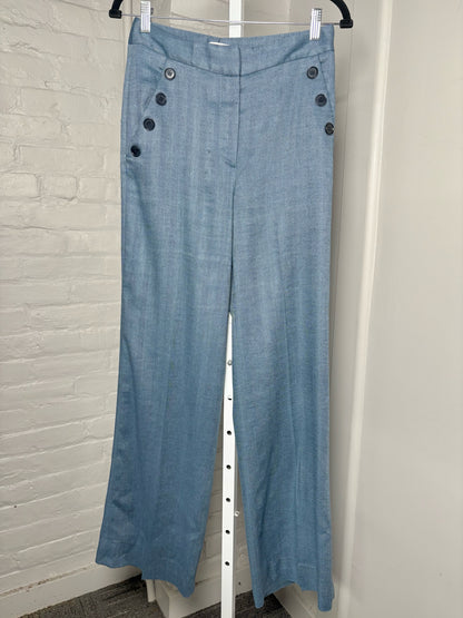 Women Size 2 Veronica Beard Blue Herringbone Pre-owned Pants