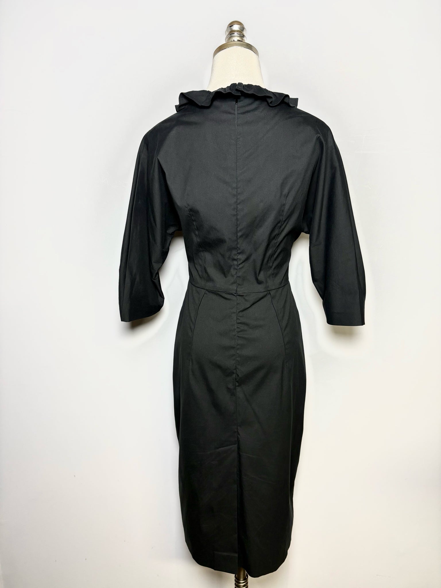 Women Size 42 ( 6 US) Prada Black A-line Cotton Dress โ VIDA STYLE SHOP
