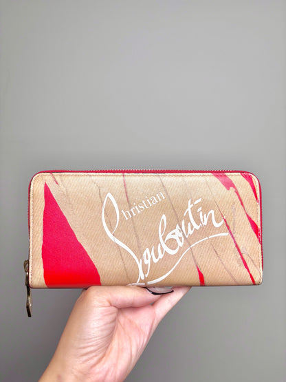 Leather Christian Louboutin Leather Red, Tan Small Wallet