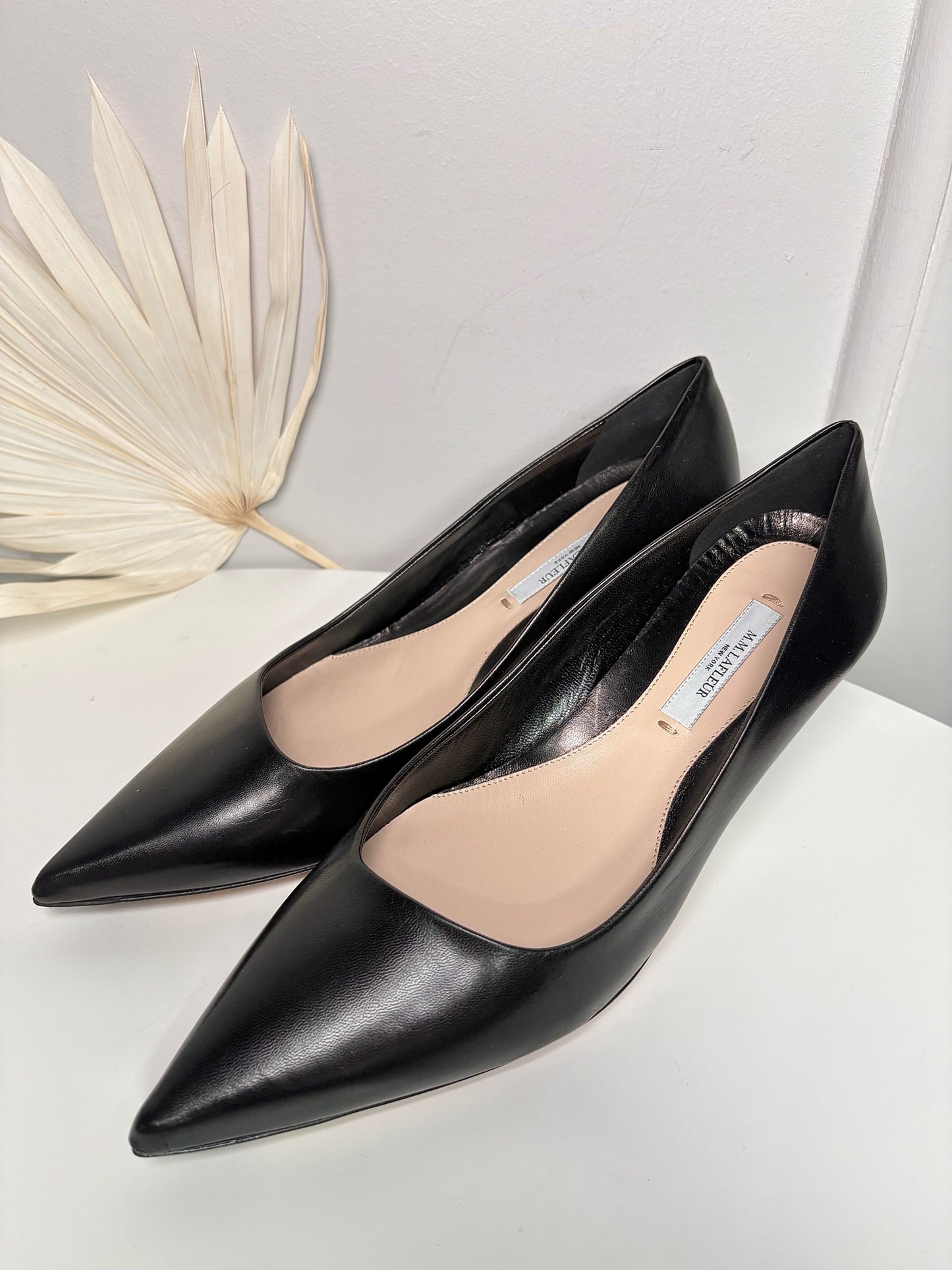 W Shoe Size 37.5 (7 US) M.M. Lafleur Black Leather Lilliana Pumps