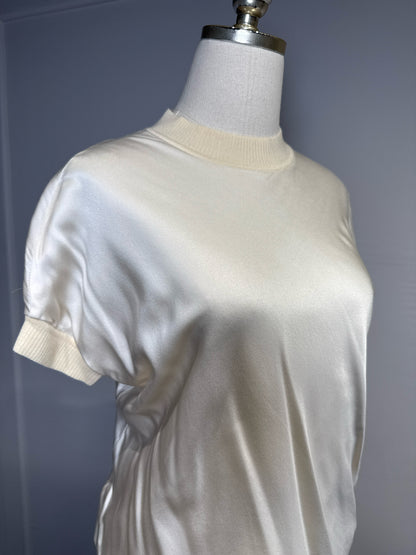 Women Size M Joseph Off White Solid Wool, Silk Sweater