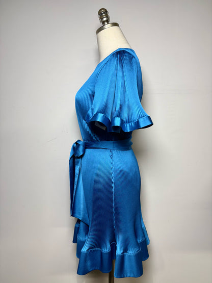 Women Size 4 Milly Blue Plisse/Pleated Polyester Women's NWT Dress