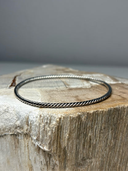 Women's David Yurman Twisted Cable 925 Sterling Silver Pre-Owned Slip-On Bangle Bracelet