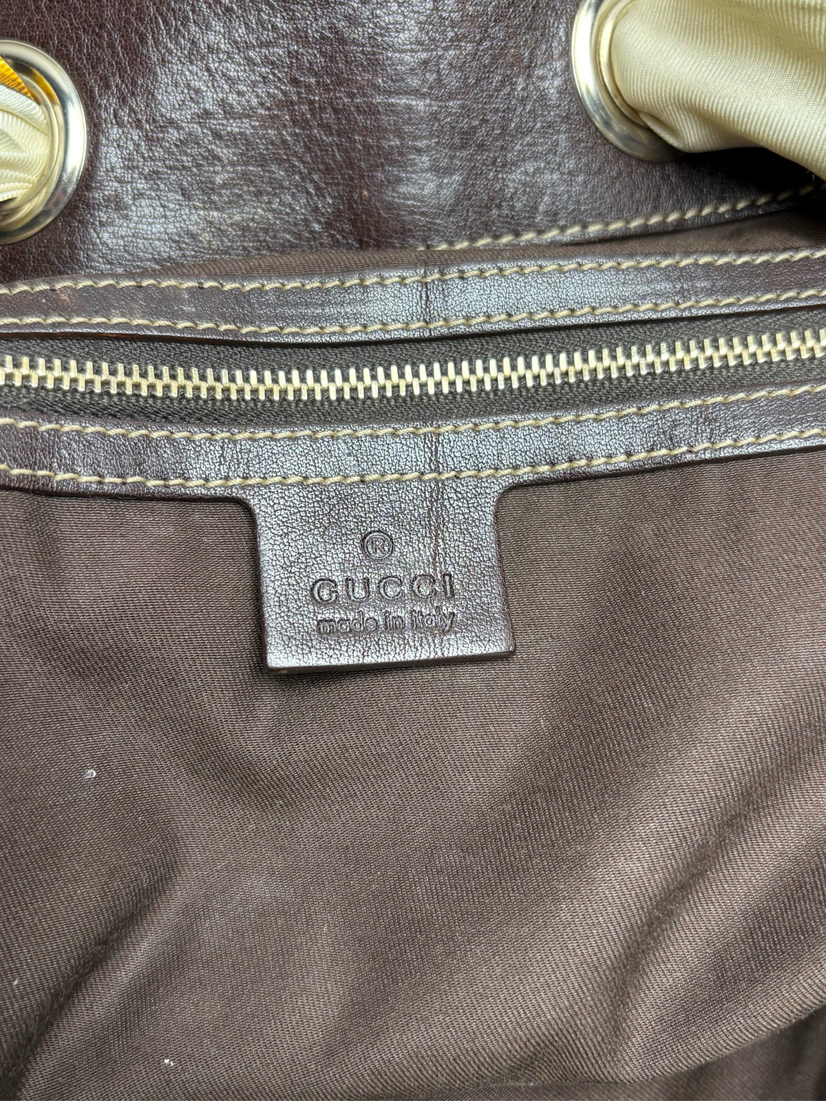 Women's Authentic Gucci GG Canvas Positano Brown Leather Vintage Authentic Pre-Owned Tote Bag