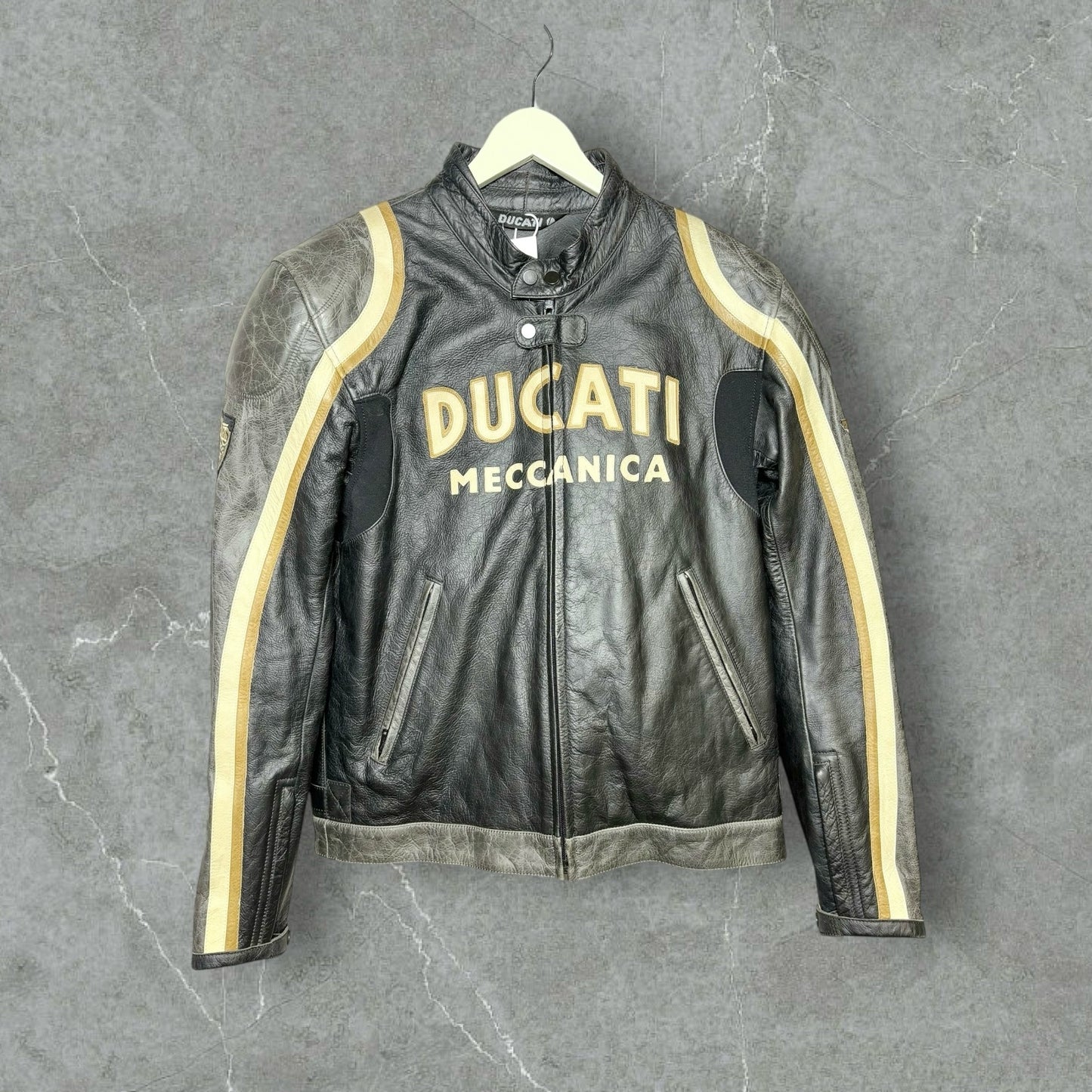 Ducati Black Leather Logo Motorcycle Men's L Jacket
