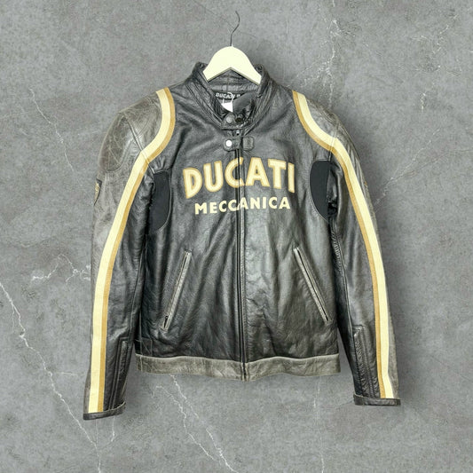 Ducati Black Leather Logo Motorcycle Men's L Jacket