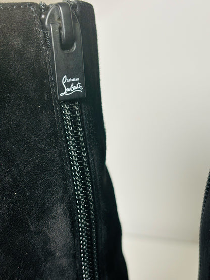 W Shoe Size 38.5 Christian Louboutin Black Platform Leather Suede Boots
