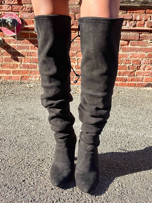 W Shoe Size 7 Stuart Weitzman Black Suede Pre-owned Boots