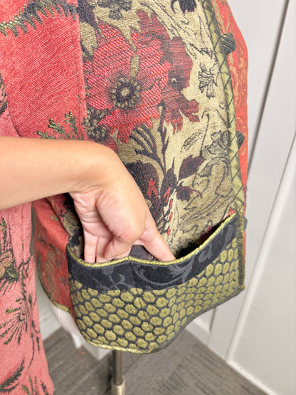 Women Size P Mary Lynn O'Shea Olive, red, black Jacquard Jacket