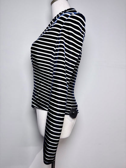 Women Size 4 (S) Giorgio Armani Blue, White Striped Bustier, Jacket Set