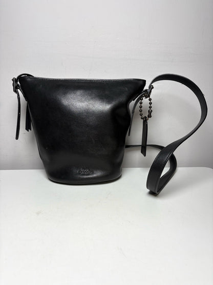 Women's Coach Bleecker Sport Mini Black Leather Vintage Pre-Owned Crossbody Bucket Bag