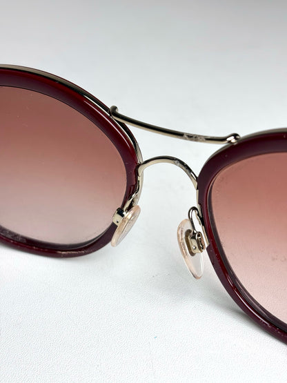 Burberry B4251-Q Cat Eye Women's Pre-owned Burgundy Acetate, Metal Sunglasses