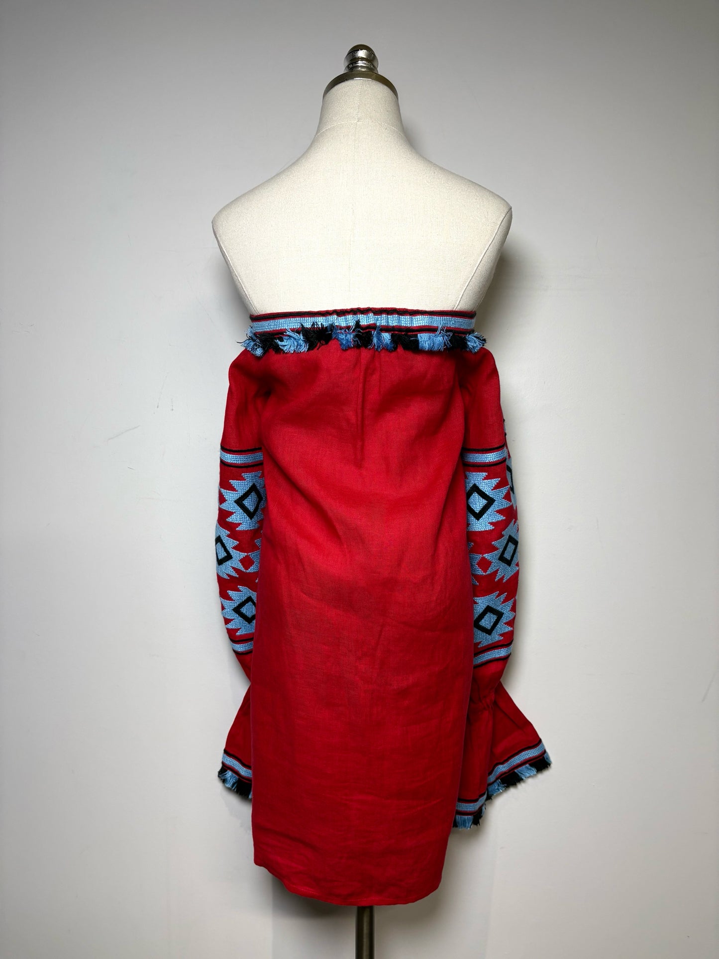 Women Size S March II Red, Blue Embroidered Women's Dress