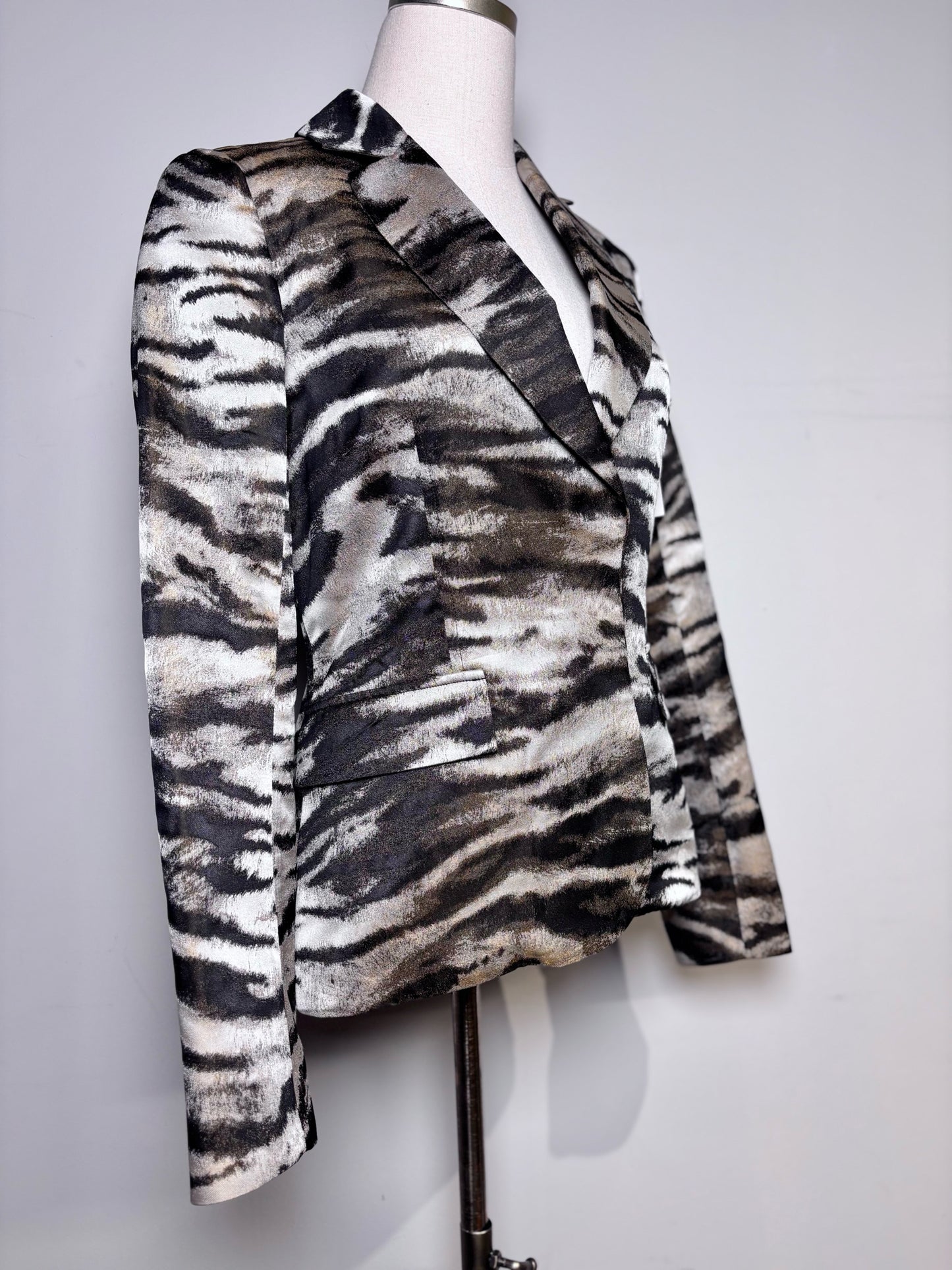 Women Size 36 (S) Lanvin Brown Animal Stripe Silk Blend NWT Jacket