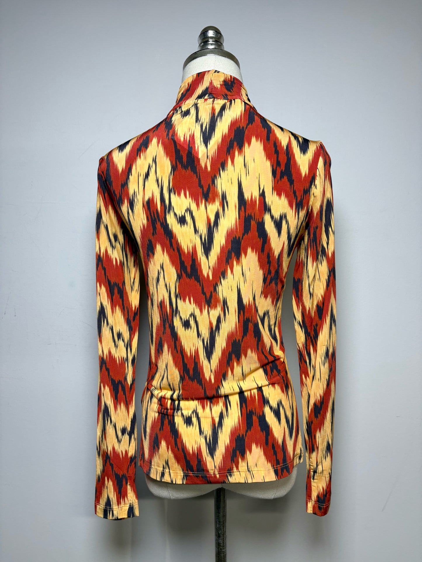 Women's Size M Ulla Johnson Multi-Color Print Stretch NWT Pre-Owned Turtleneck Top