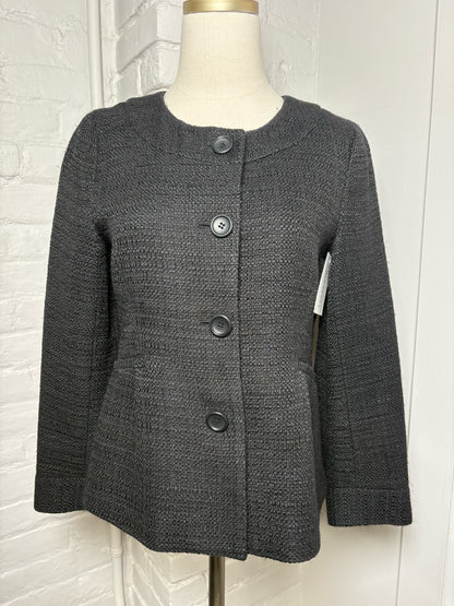 Women Size 8 Theory Black Tweed Cotton Jacket