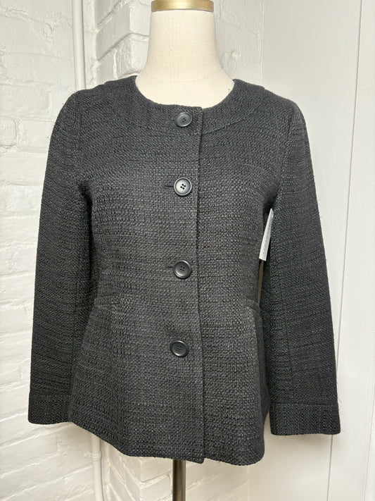 Women Size 8 Theory Black Tweed Cotton Jacket