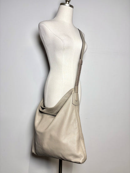 Gucci Taupe Leather Pebble Leather Men's Messenger Pre-owned Bag