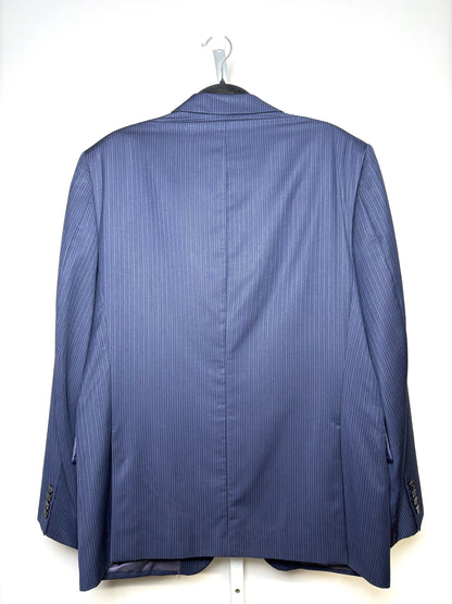 Ermenegildo Zegna Navy Wool, silk Stripe Men's Mens Size 44R Pre-owned Blazer