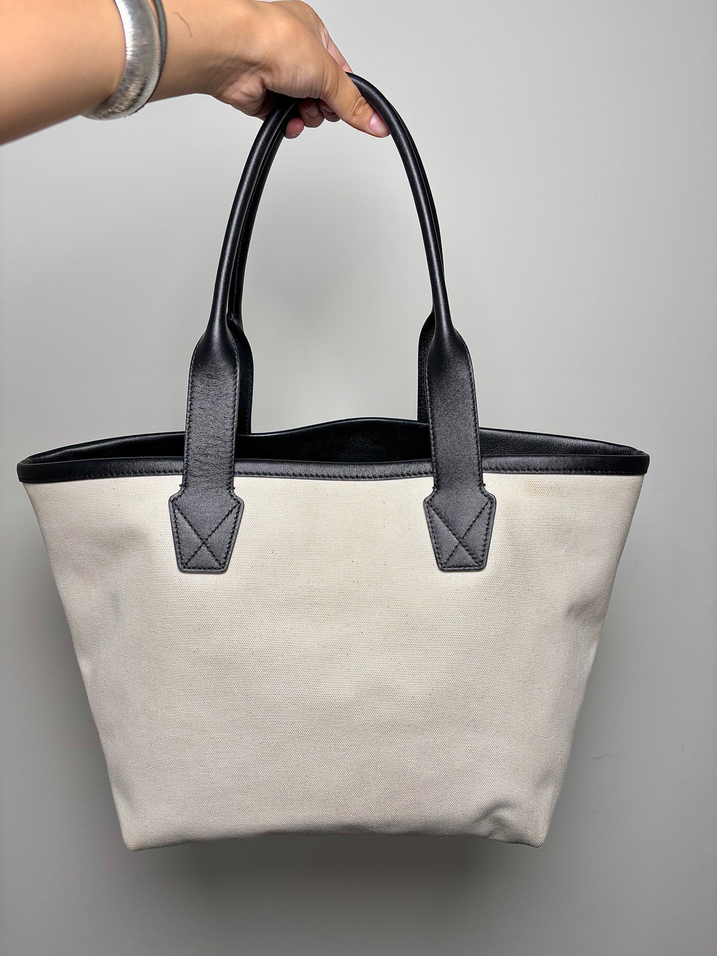 Canvas Balenciaga Used Black & White Tote Bag