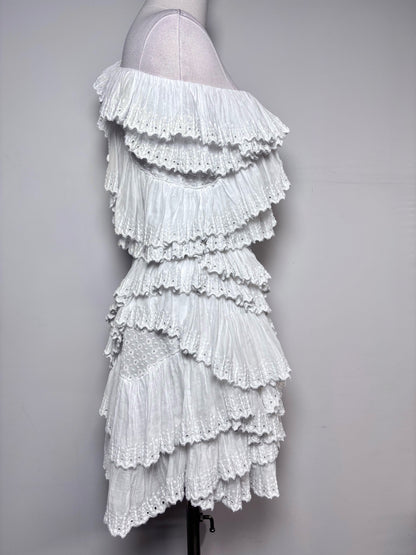 Women Size 36 (2) Isabel Marant White Eyelet Lace Mini Dress